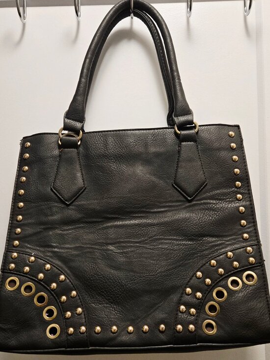 Source Unknown Handbags - SOURCE UNKNOWN Women's Black Faux Leather Shoulder Bag - Large
